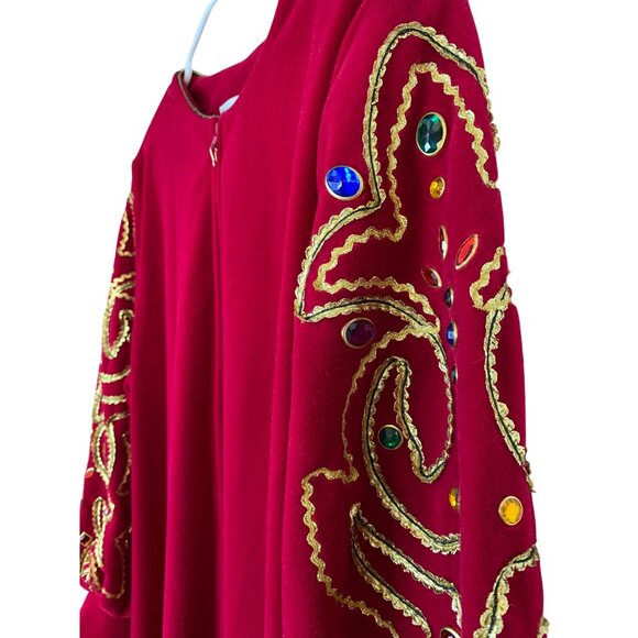 VTG 70s David Brown x Saks Fifth Avenue Red Maxi House Dress Medium Velour USA R - Picture 5 of 14